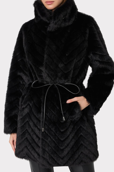 Dayna Chevron Fur Coat