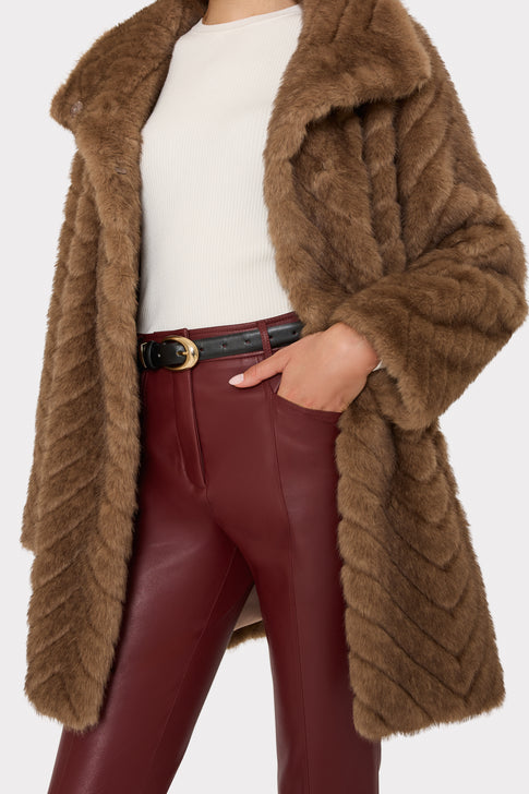 Dayna Chevron Fur Coat