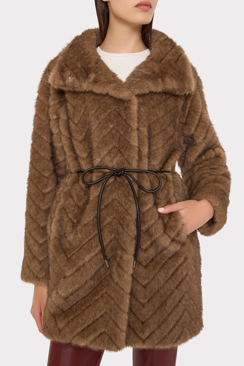 Dayna Chevron Fur Coat
