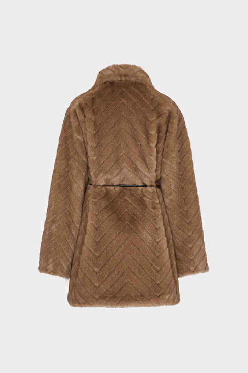 Dayna Chevron Fur Coat Brown Image 7 of 7