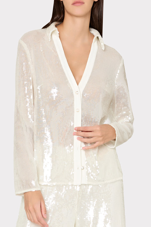 Reed Solid Sequin Pant White Image 3 of 4