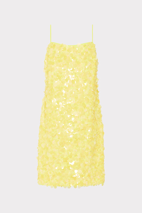 Yellow Sequin Colette Mini Dress - Flat Lay | MILLY