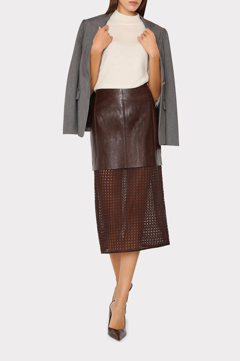 Novah Vegan Leather Midi Skirt