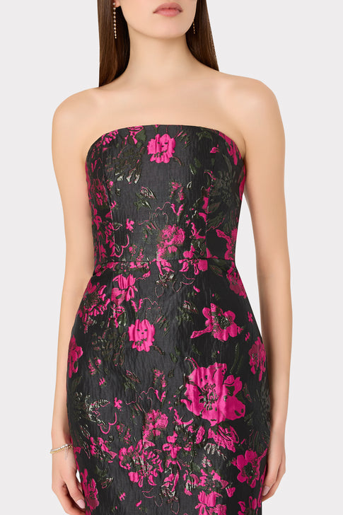 Orion Floral Jacquard Dress Pink/Black Image 3 of 4