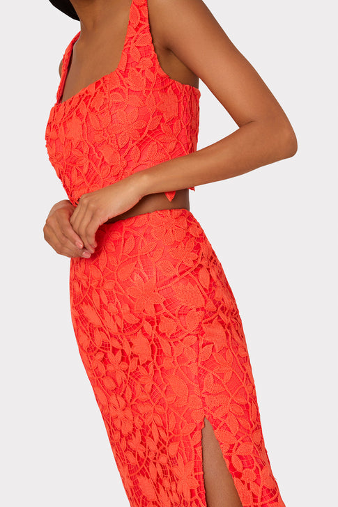 Carreen Summer Floral Lace Skirt Coral Image 3 of 5