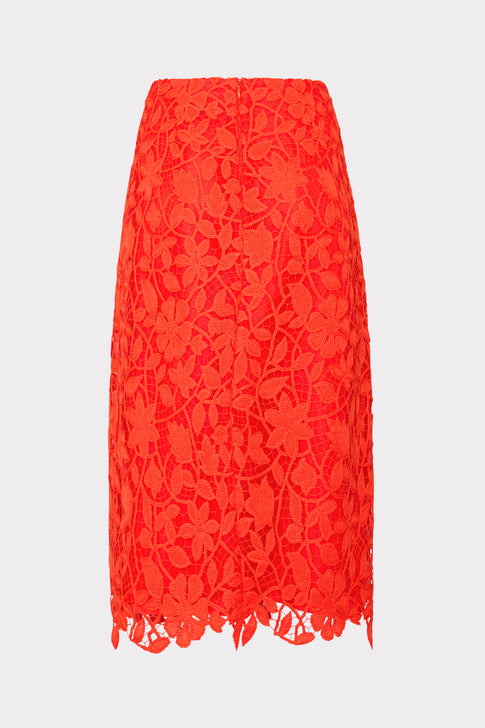 Carreen Summer Floral Lace Skirt Coral Image 5 of 5