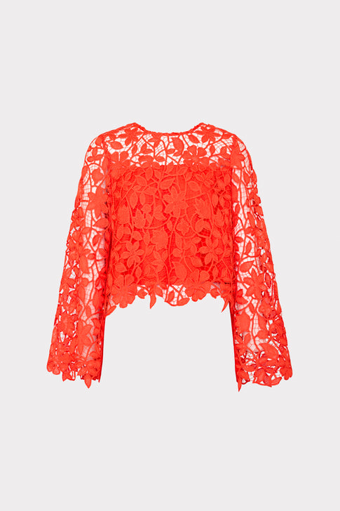 Catelyn Summer Floral Lace Top Coral Image 1 of 5