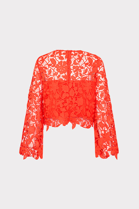 Catelyn Summer Floral Lace Top Coral Image 5 of 5