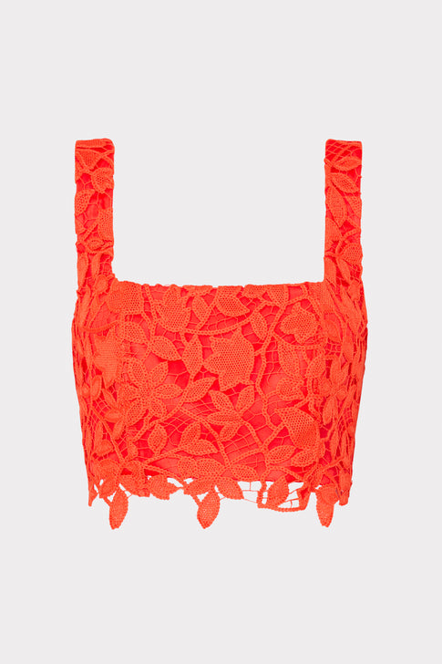 Chay Summer Floral Lace Crop Top Coral Image 1 of 4