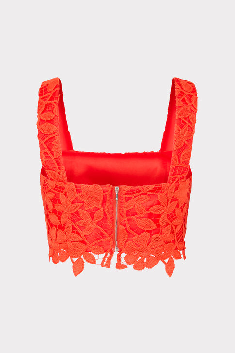 Chay Summer Floral Lace Crop Top Coral Image 4 of 4