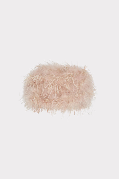 Champagne Designer Feather Bolero - Folded Flat Lay, Voluminous Ostrich Feather Detail | MILLY