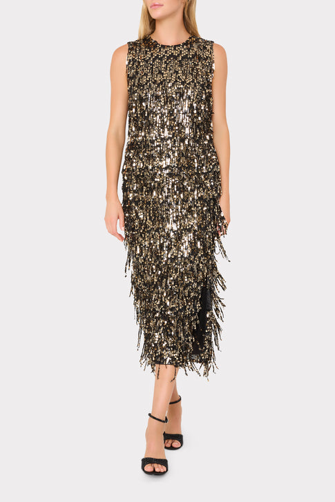 Roxanne Fringe Sequins Midi Skirt