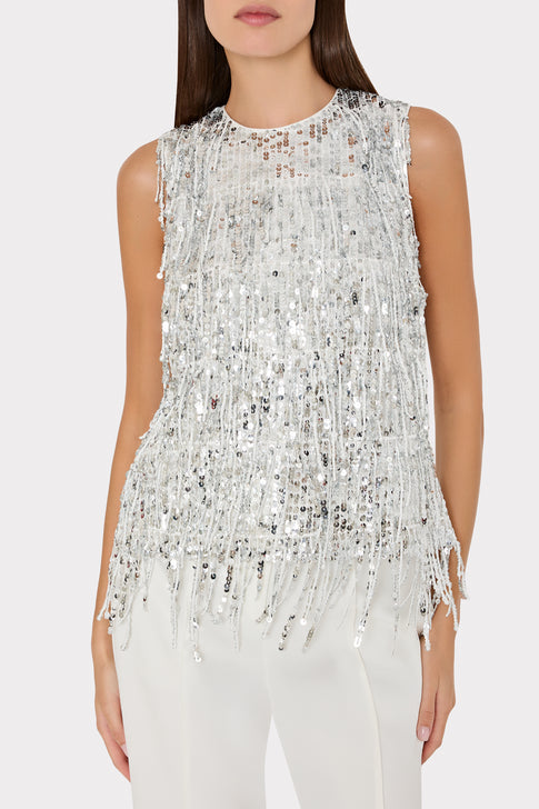 Royce Fringe Sequin Top Silver Image 4 of 6