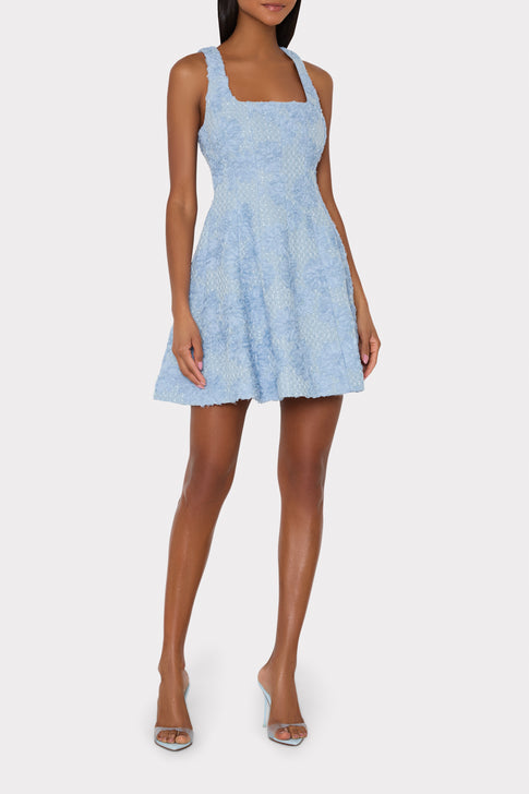 Minna Tweed Mini Dress in Light Blue