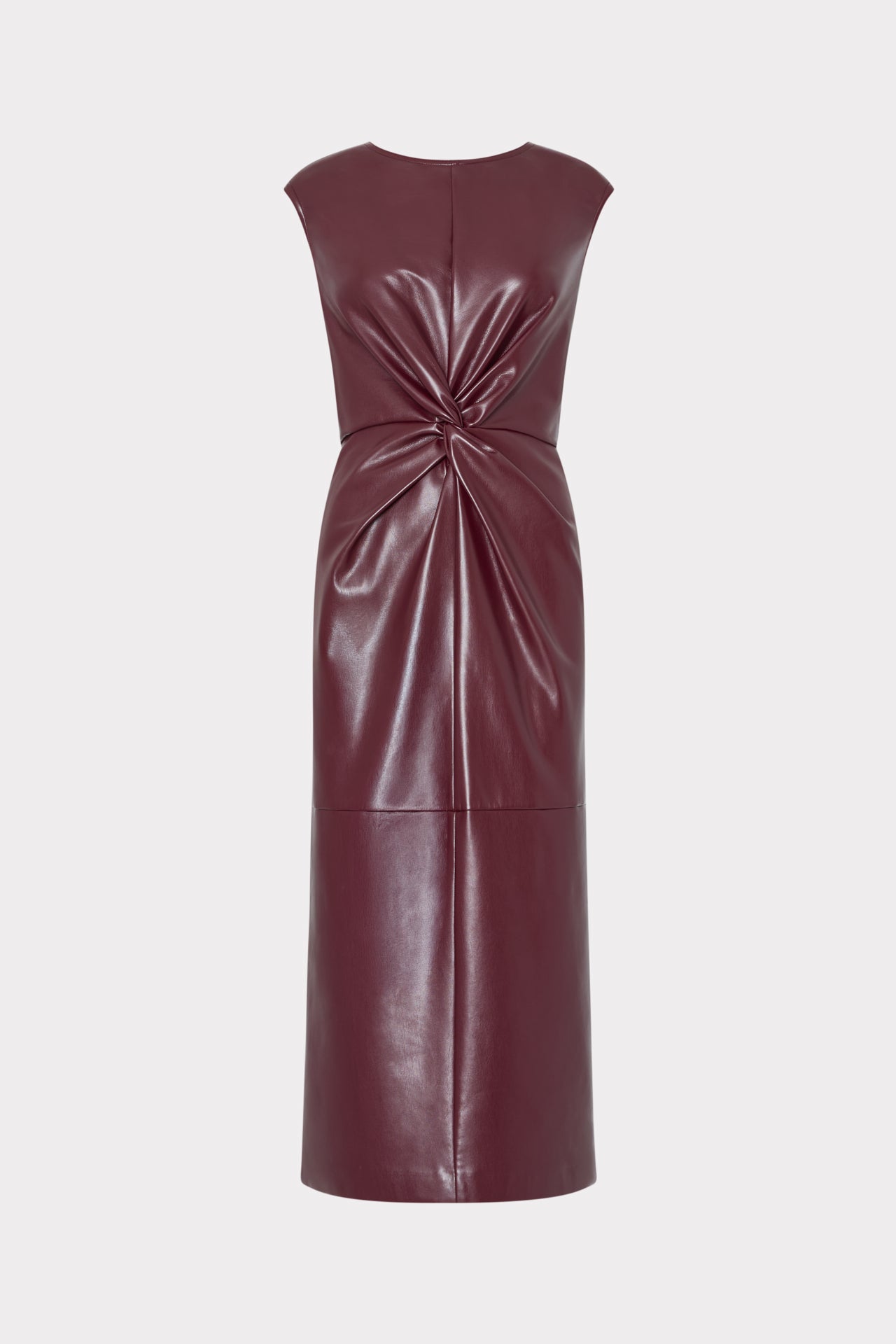 burgundy vegan leather dress Midi Saccity
