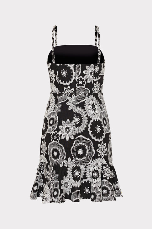 Linen Embroidered Dress Black/White Image 4 of 4