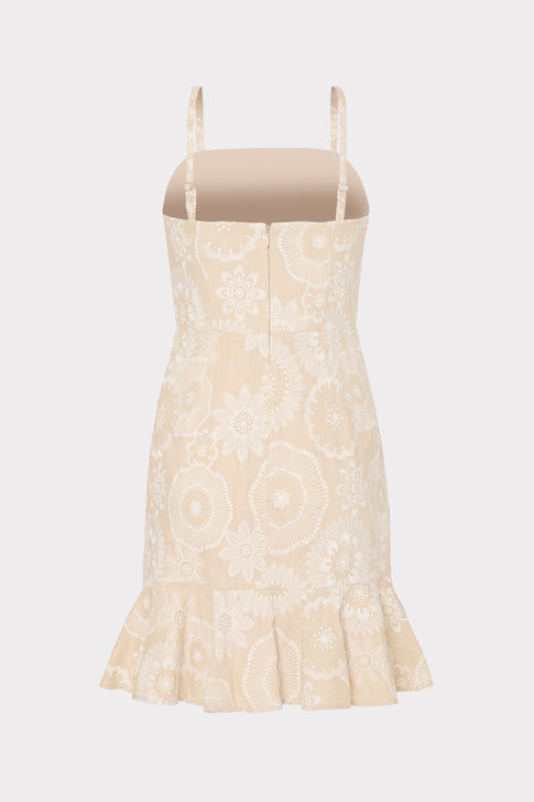 Linen Embroidered Dress Natural/Ecru Image 4 of 4