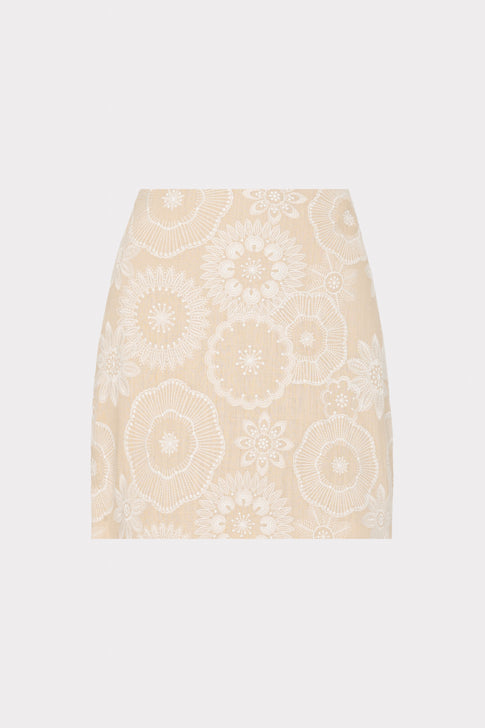 Linen Embroidered Skirt Natural/Ecru Image 1 of 4