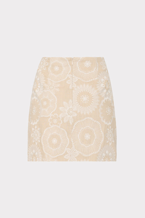 Linen Embroidered Skirt Natural/Ecru Image 4 of 4