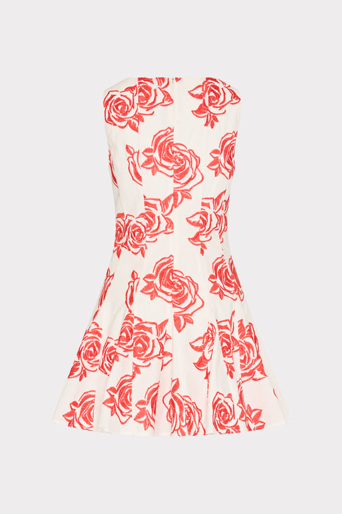 Ariel Rose Embroidery Mini Dress Red/White Image 5 of 5