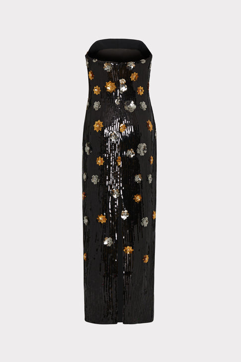 Shiloh 3D Floral Sequins Dress Black Multi Image 4 of 4