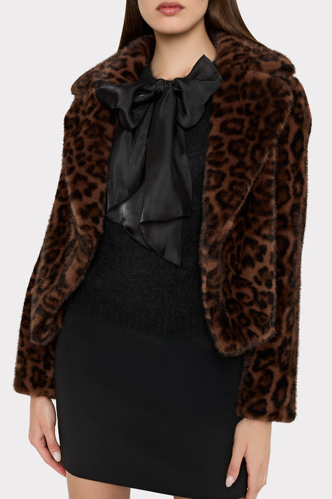 Arya Leopard Faux Fur Jacket Brown Multi Image 3 of 4