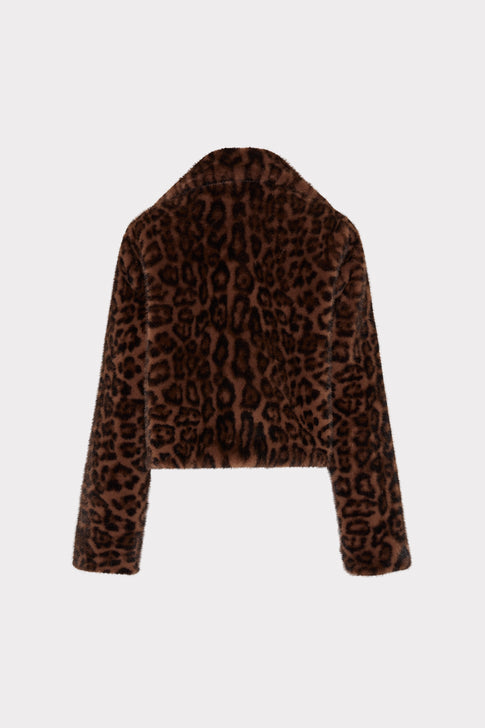 Arya Leopard Faux Fur Jacket Brown Multi Image 4 of 4