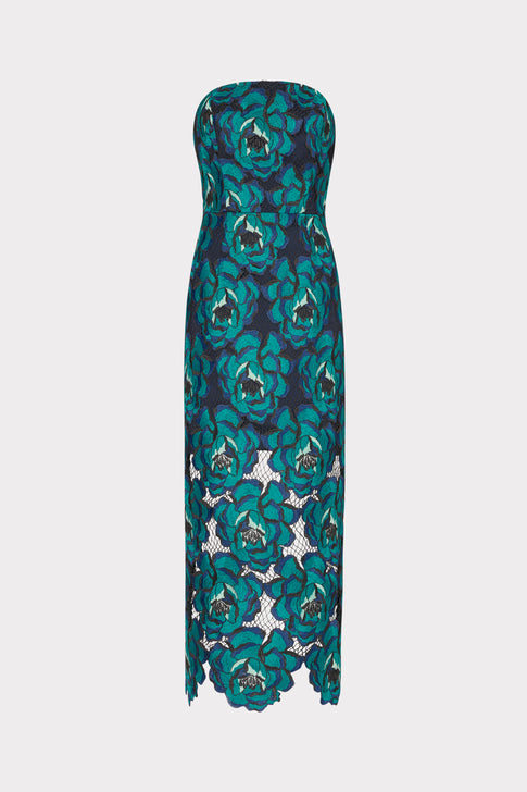 Kait Blue Bloom Midi Dress Turquoise Multi Image 1 of 4