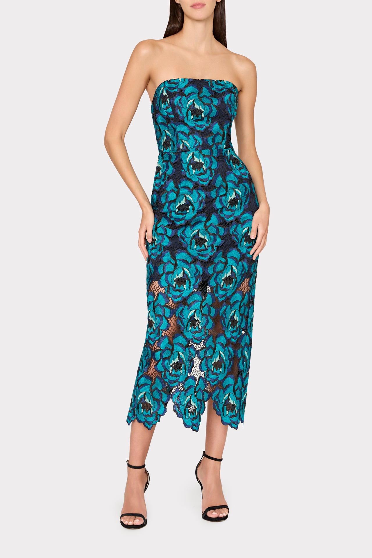 Milly Kait Blue Bloom Midi Dress - Turquoise Milly Kait Blue Bloom Midi Dress - Turquoise