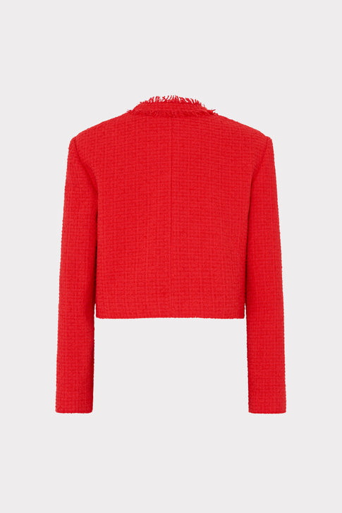 Red textured jacket on a white background