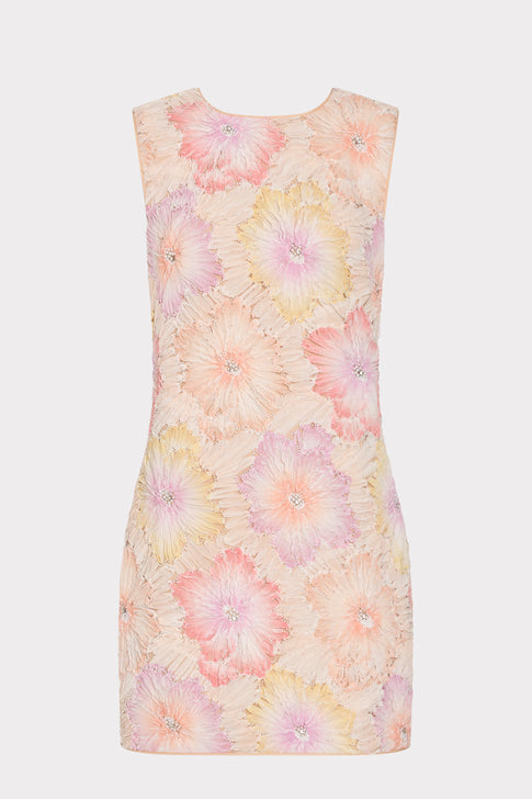 Rainbow Multi Floral Embroidered Mini Dress - Front Flat View | MILLY