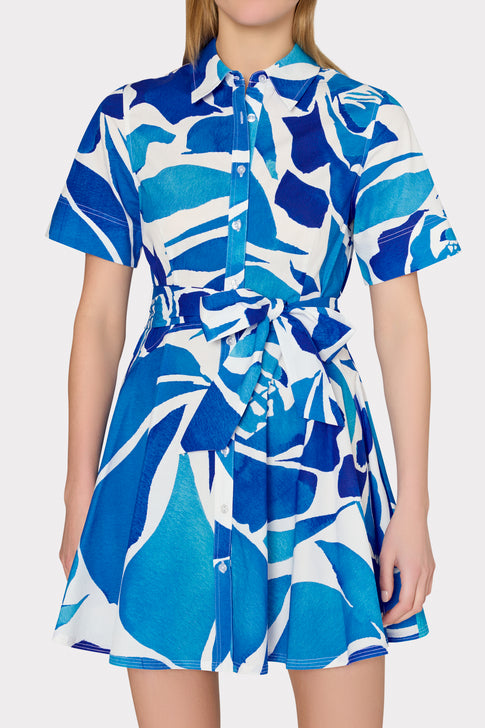 Dream Rose Poplin Mini Dress Teal Blue Multi Image 3 of 4