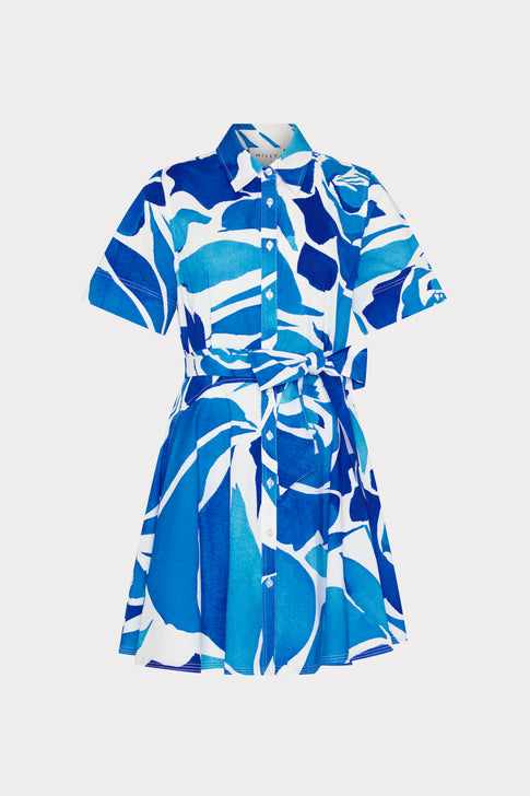 Dream Rose Poplin Mini Dress Teal Blue Multi Image 1 of 4