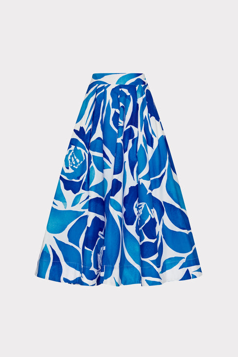Juliet Dream Rose Midi Skirt Teal Blue Multi Image 1 of 4