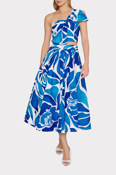 Juliet Dream Rose Midi Skirt Teal Blue Multi Image 2 of 4
