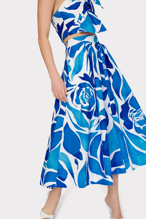 Juliet Dream Rose Midi Skirt Teal Blue Multi Image 3 of 4