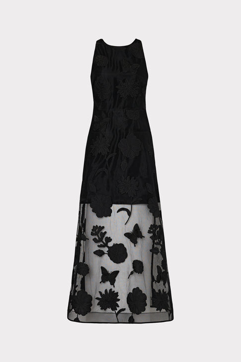 Hannah 3D Butterfly Embroidery Dress Black Image 1 of 5