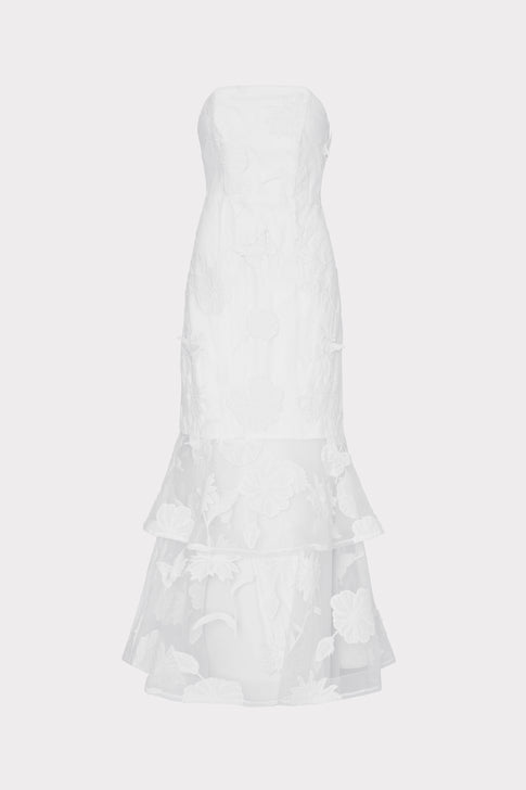 3D Butterfly Embroidery Strapless Dress White Image 1 of 4