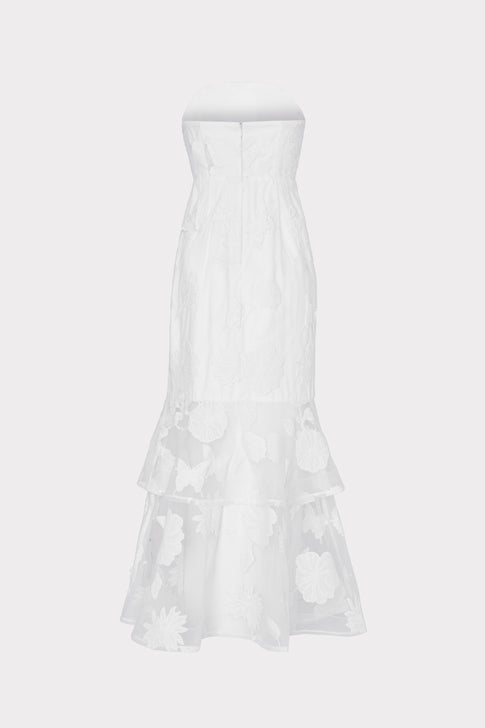 3D Butterfly Embroidery Strapless Dress White Image 4 of 4