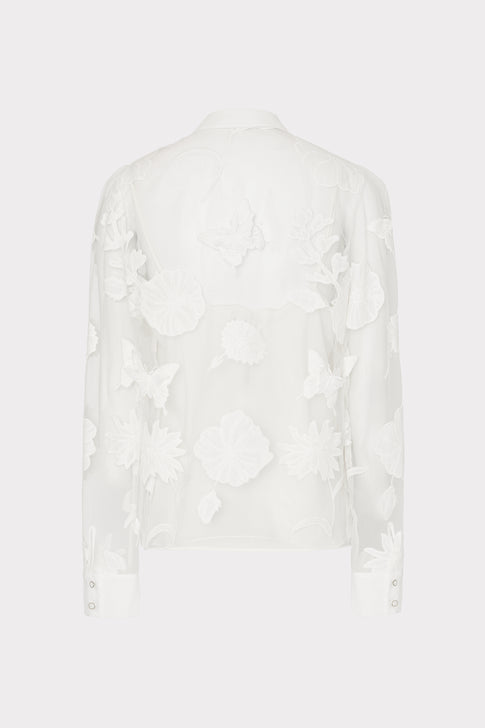 Ashley 3D Butterfly Embroidery Blouse White Image 5 of 5