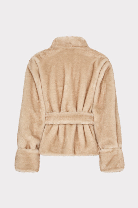 Faux Fur Shawl Jacket Beige Image 4 of 4