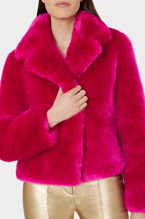 Faye Faux Fur Coat Milly Pink Image 3 of 4