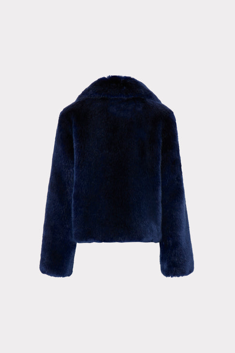 Faye Faux Fur Coat Navy Image 4 of 4