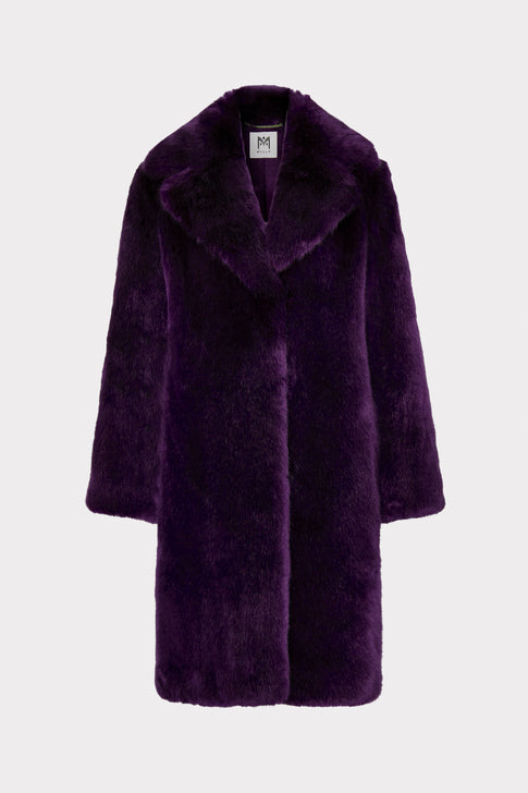 Riley Faux Fur Coat Aubergine Image 1 of 4