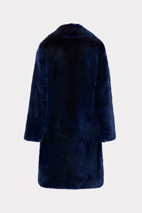 Riley Faux Fur Coat Navy Image 4 of 4