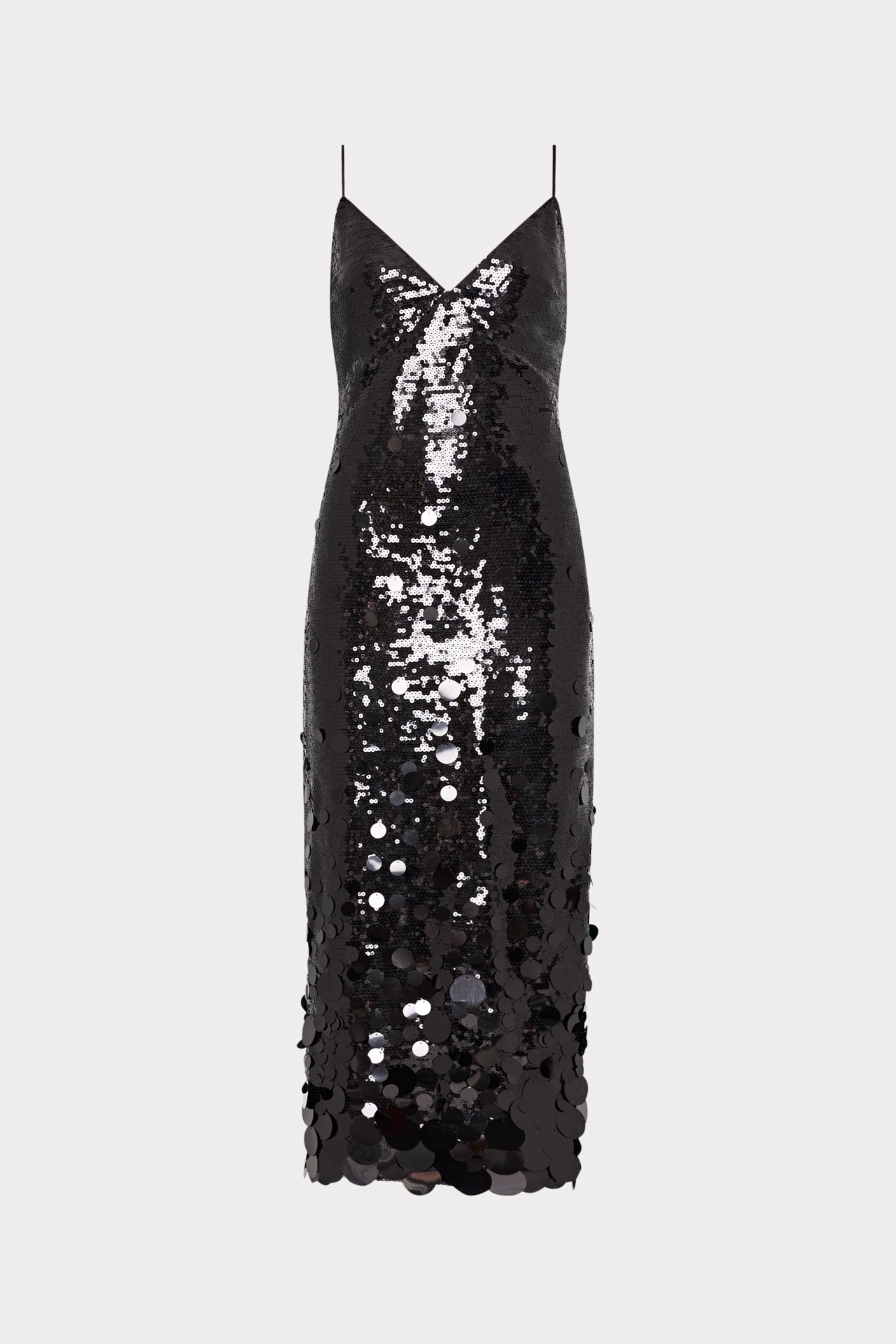 black sequin midi dress Rae Cascading Paillette Midi Dress Black / 0