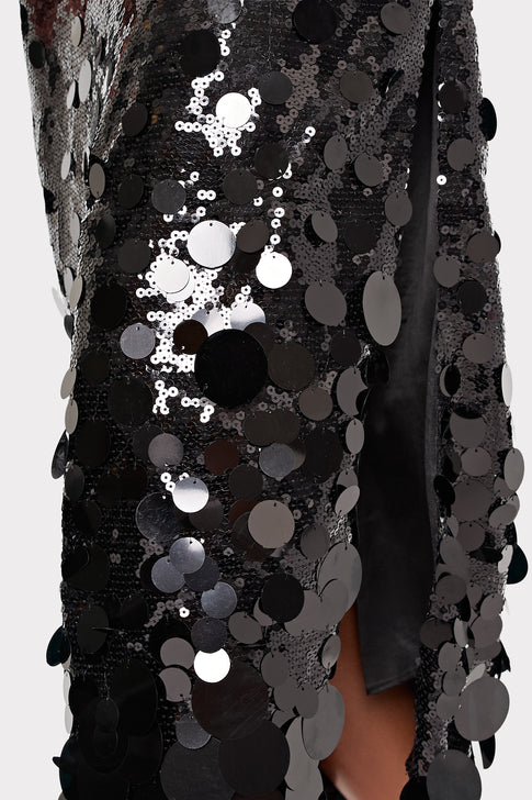 Rae Cascading Paillette Midi Dress Black Image 4 of 5