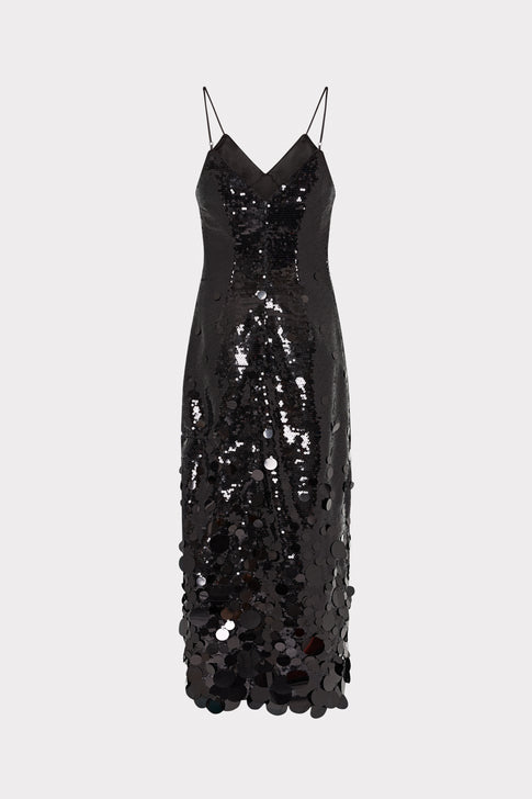 Rae Cascading Paillette Midi Dress Black Image 5 of 5