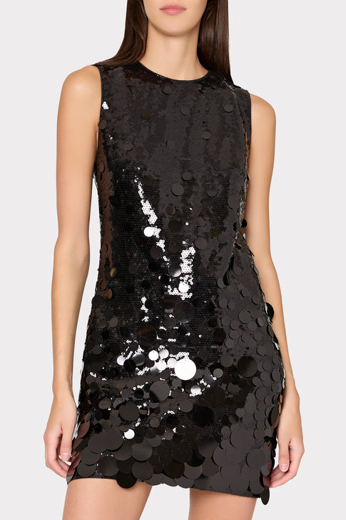 Ivette Cascading Pailette Mini Dress Black Image 3 of 4