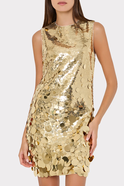 Ivette Cascading Paillette Mini Dress Gold Image 3 of 5